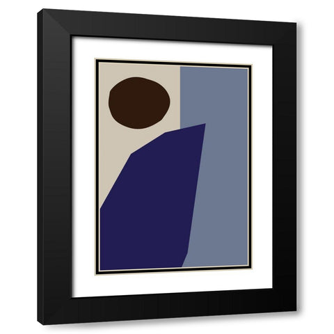 Color Blocks 02 Blue Black Modern Wood Framed Art Print with Double Matting by Artographie Studio