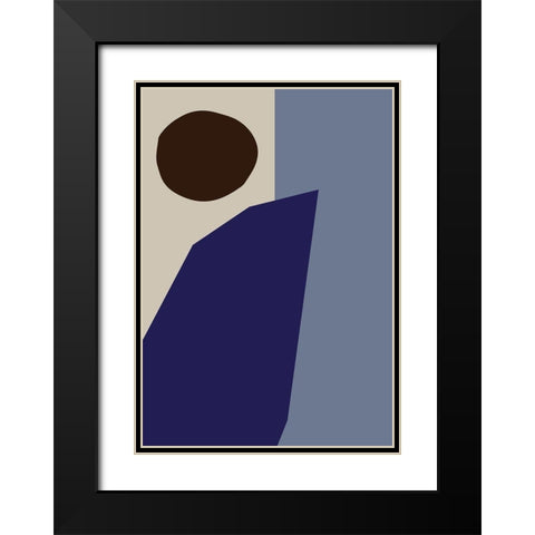 Color Blocks 02 Blue Black Modern Wood Framed Art Print with Double Matting by Artographie Studio
