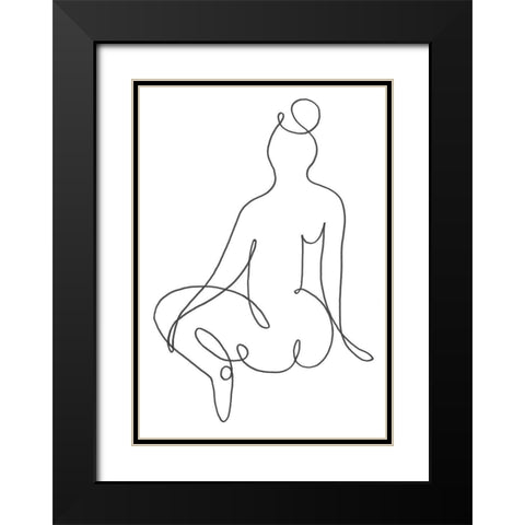 Sitting Down 01 Black Modern Wood Framed Art Print with Double Matting by Artographie Studio