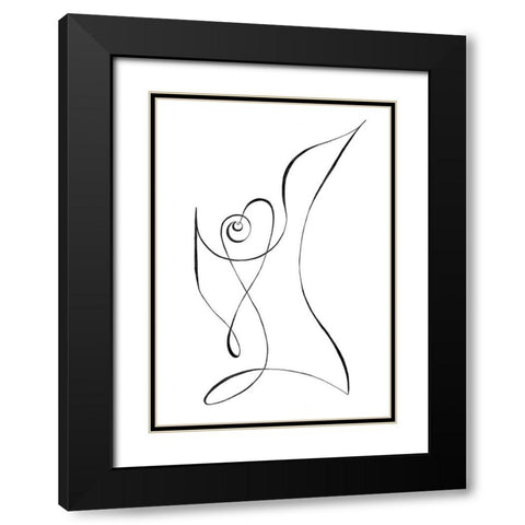 One Line 01 Black Modern Wood Framed Art Print with Double Matting by Artographie Studio
