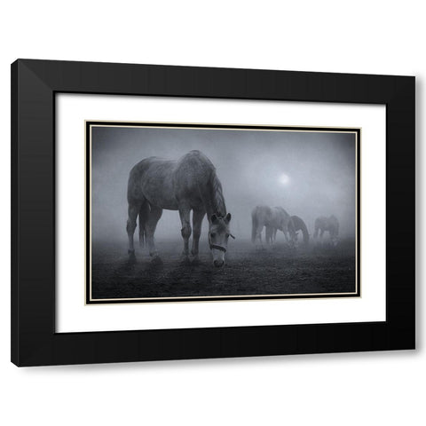 Moonlit Black Modern Wood Framed Art Print with Double Matting by Malach, Samuel