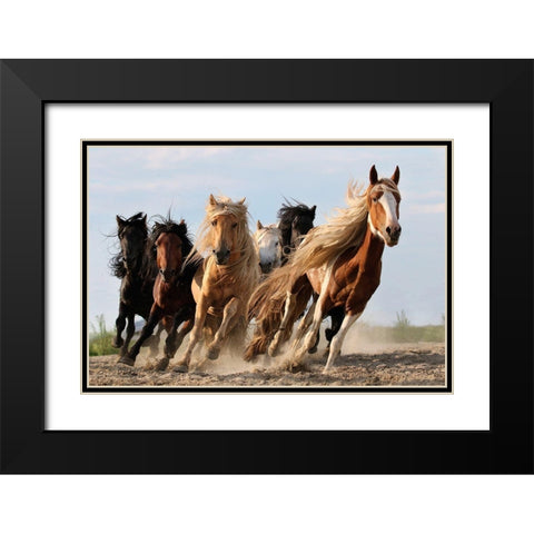 Lucky Six Black Modern Wood Framed Art Print with Double Matting by Wong, Adam