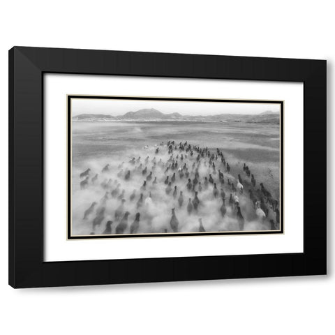 Rush Hour Black Modern Wood Framed Art Print with Double Matting by Aumitcanan