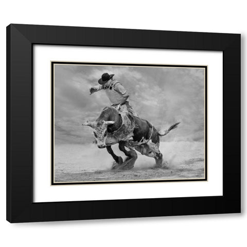 Ram Rodeo Black Modern Wood Framed Art Print with Double Matting by Wang, Yun