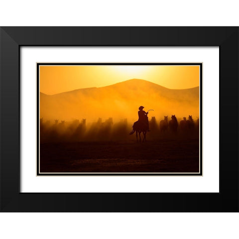Chasing the Jades Black Modern Wood Framed Art Print with Double Matting by Pancareken, Yavuz