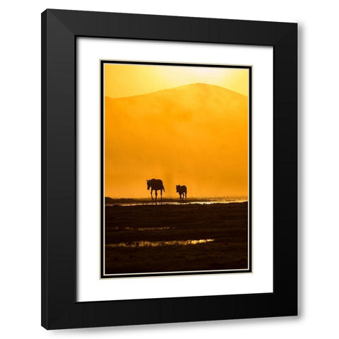 Following Mommy Black Modern Wood Framed Art Print with Double Matting by Pancareken, Yavuz