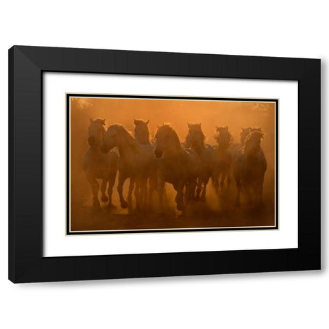 Evening ride Black Modern Wood Framed Art Print with Double Matting by Vekemans, Muriel