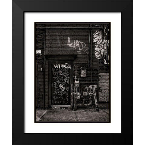 Alleyway Pipes No 4 Black Modern Wood Framed Art Print with Double Matting by Carson, Brian