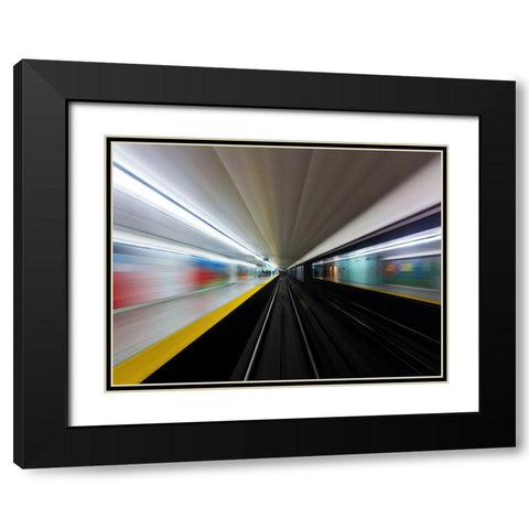 Toronto Subway System Speed No 2 Black Modern Wood Framed Art Print with Double Matting by Carson, Brian