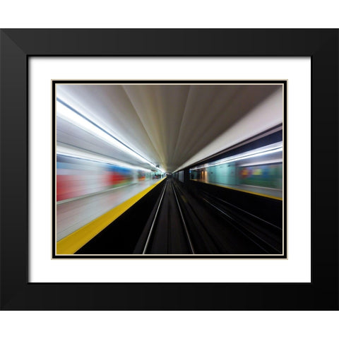 Toronto Subway System Speed No 2 Black Modern Wood Framed Art Print with Double Matting by Carson, Brian