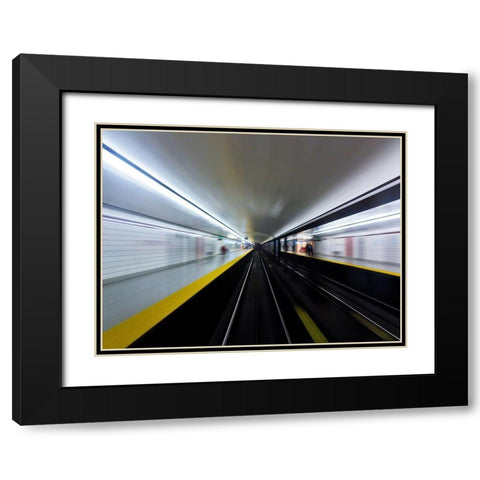 Toronto Subway System Speed No 3 Black Modern Wood Framed Art Print with Double Matting by Carson, Brian