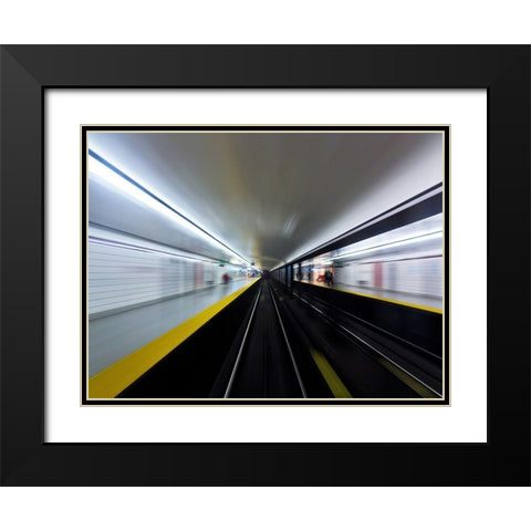 Toronto Subway System Speed No 3 Black Modern Wood Framed Art Print with Double Matting by Carson, Brian