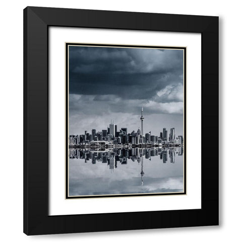 Toronto Skyline Black Modern Wood Framed Art Print with Double Matting by Carson, Brian