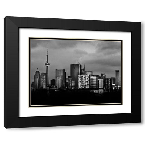 Toronto Skyline from the Pape Bridge No 3 Black Modern Wood Framed Art Print with Double Matting by Carson, Brian