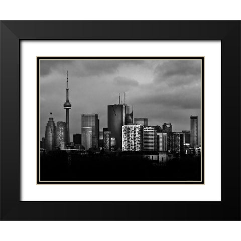 Toronto Skyline from the Pape Bridge No 3 Black Modern Wood Framed Art Print with Double Matting by Carson, Brian