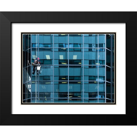Window Washing No 7 Black Modern Wood Framed Art Print with Double Matting by Carson, Brian