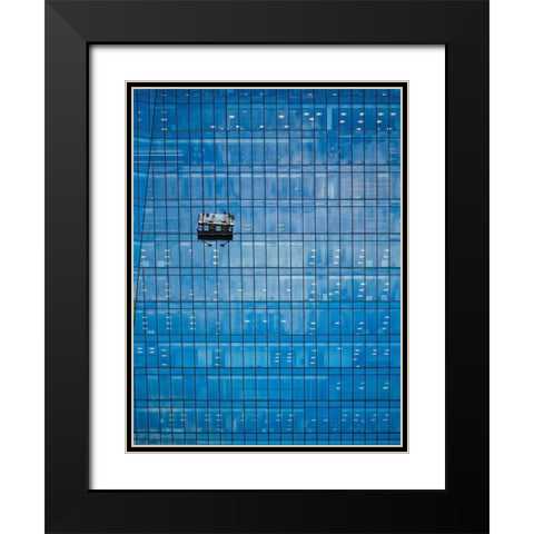 Window Washing No 9 Color Black Modern Wood Framed Art Print with Double Matting by Carson, Brian