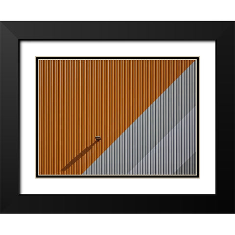 Lines-Colour and Shadow Black Modern Wood Framed Art Print with Double Matting by Peter Rank, Hans