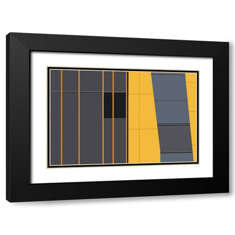 Yellow in Abstract Black Modern Wood Framed Art Print with Double Matting by Niezen, Jan