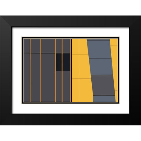 Yellow in Abstract Black Modern Wood Framed Art Print with Double Matting by Niezen, Jan