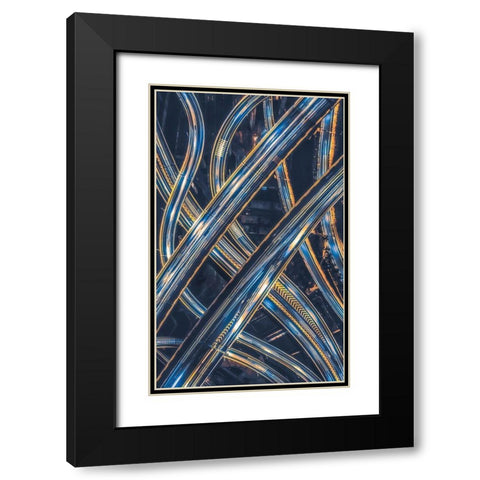 Large interchange Black Modern Wood Framed Art Print with Double Matting by TIANQI