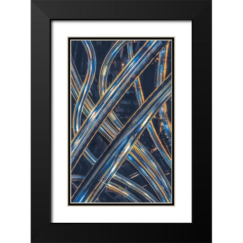 Large interchange Black Modern Wood Framed Art Print with Double Matting by TIANQI