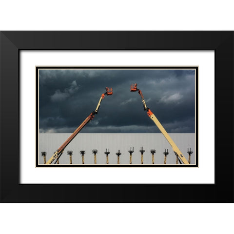 Aerial platforms Black Modern Wood Framed Art Print with Double Matting by Joosten, Lus