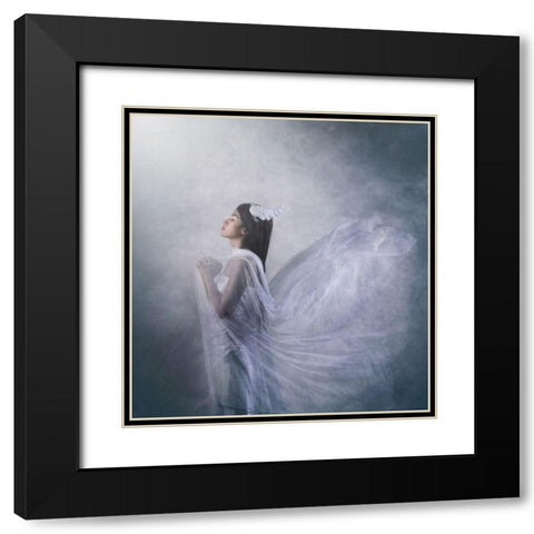 pray of angel Black Modern Wood Framed Art Print with Double Matting by Ryanholy
