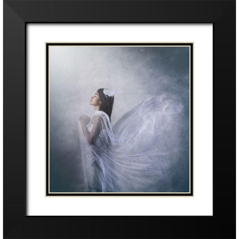 pray of angel Black Modern Wood Framed Art Print with Double Matting by Ryanholy