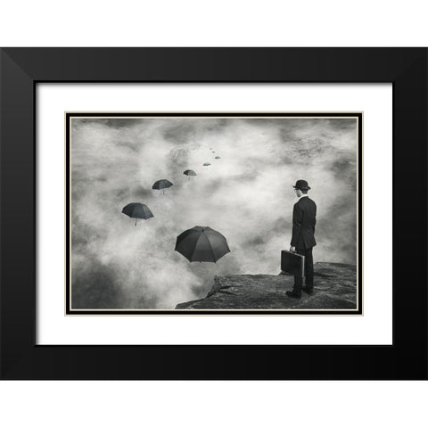 The Road Less Traveled Black Modern Wood Framed Art Print with Double Matting by Villeneuve, Alain