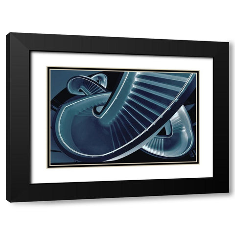 Blue stair Black Modern Wood Framed Art Print with Double Matting by Van Maastricht, Henk