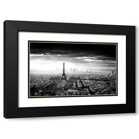 Paris Black Modern Wood Framed Art Print with Double Matting by Marx, Jaco