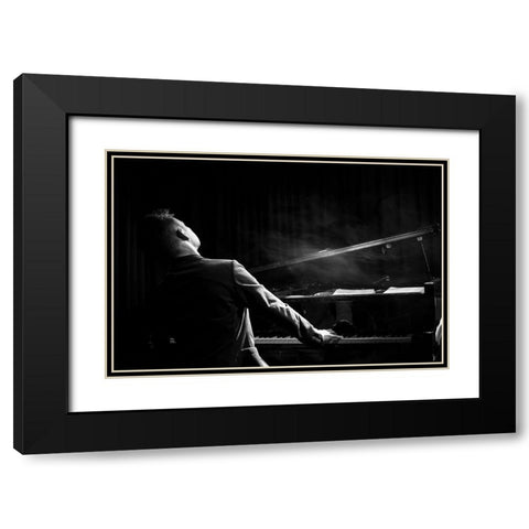 Pianist Black Modern Wood Framed Art Print with Double Matting by P., Laura