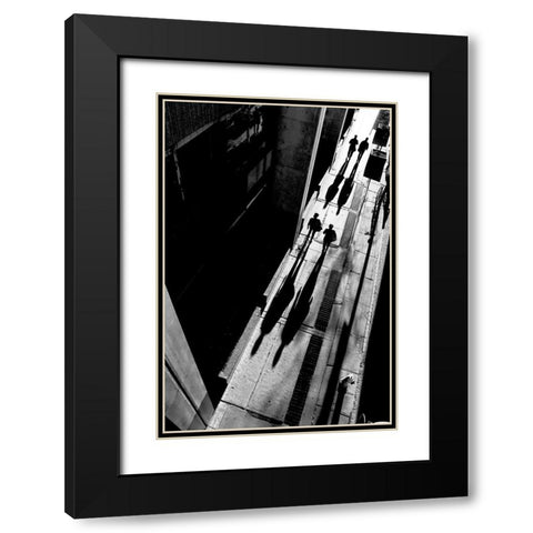 Queen Street Black Modern Wood Framed Art Print with Double Matting by Wang, Jian