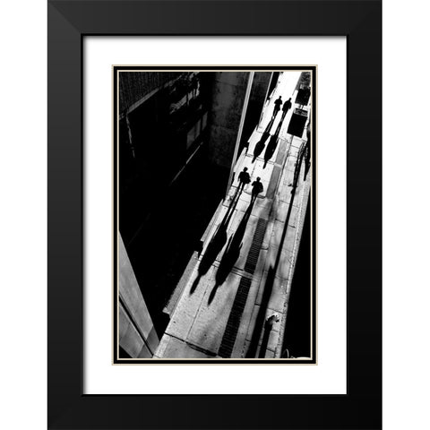 Queen Street Black Modern Wood Framed Art Print with Double Matting by Wang, Jian