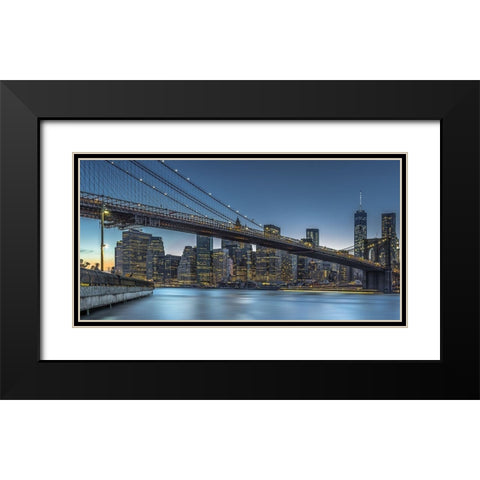 New York  Blue Hour over Manhattan Black Modern Wood Framed Art Print with Double Matting by Jurek, Michael