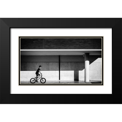 shades of gray Black Modern Wood Framed Art Print with Double Matting by Castro, Joao