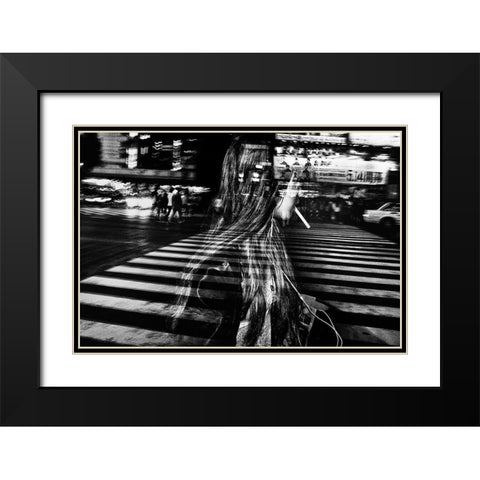 Girl with cigarette Black Modern Wood Framed Art Print with Double Matting by Suzuki, Tatsuo