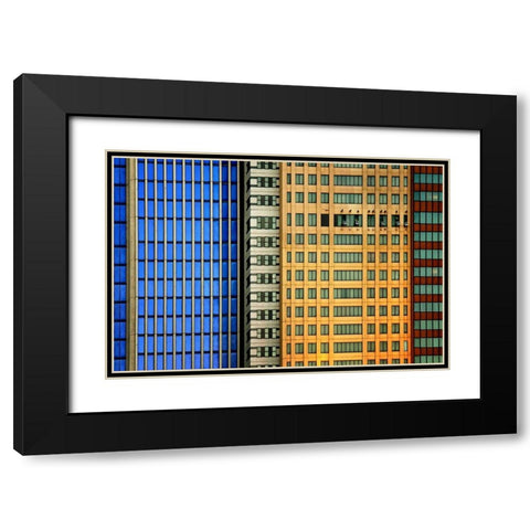Windows on the City Black Modern Wood Framed Art Print with Double Matting by Guillemot, Mathilde