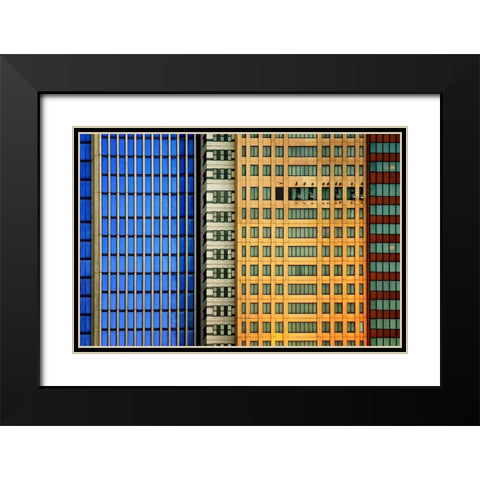 Windows on the City Black Modern Wood Framed Art Print with Double Matting by Guillemot, Mathilde