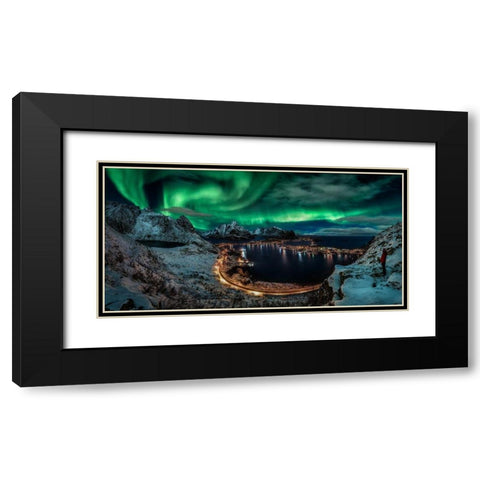 Chasing the Northern Lights Black Modern Wood Framed Art Print with Double Matting by De La, Javier