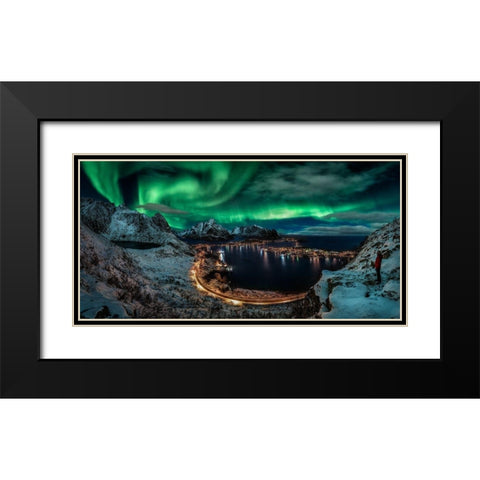 Chasing the Northern Lights Black Modern Wood Framed Art Print with Double Matting by De La, Javier