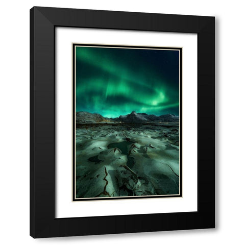 Ice Cracking Black Modern Wood Framed Art Print with Double Matting by De La, Javier