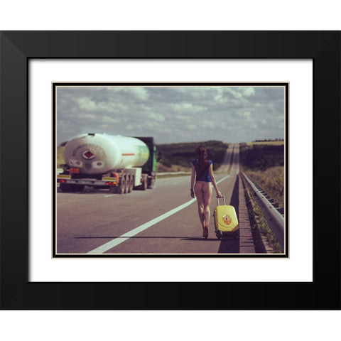 The road Black Modern Wood Framed Art Print with Double Matting by Croizet, Anri