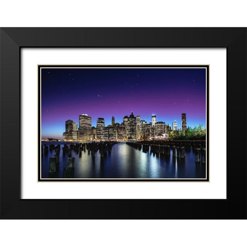 New York Sky Line Black Modern Wood Framed Art Print with Double Matting by El Gamal, Nanouk