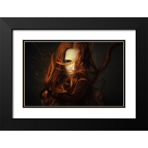 Untitled No 5391 Black Modern Wood Framed Art Print with Double Matting by Ageev, Dmitry