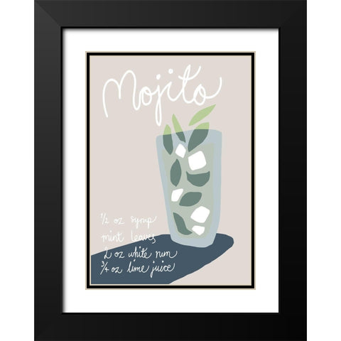 Mojito Black Modern Wood Framed Art Print with Double Matting by Artographie Studio