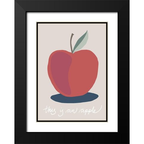 This is an Apple Black Modern Wood Framed Art Print with Double Matting by Artographie Studio