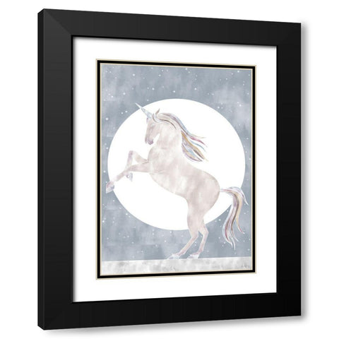Rising Unicorn Black Modern Wood Framed Art Print with Double Matting by Artographie Studio