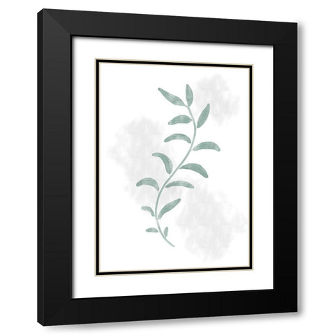 Jazzy Leaves Black Modern Wood Framed Art Print with Double Matting by Artographie Studio